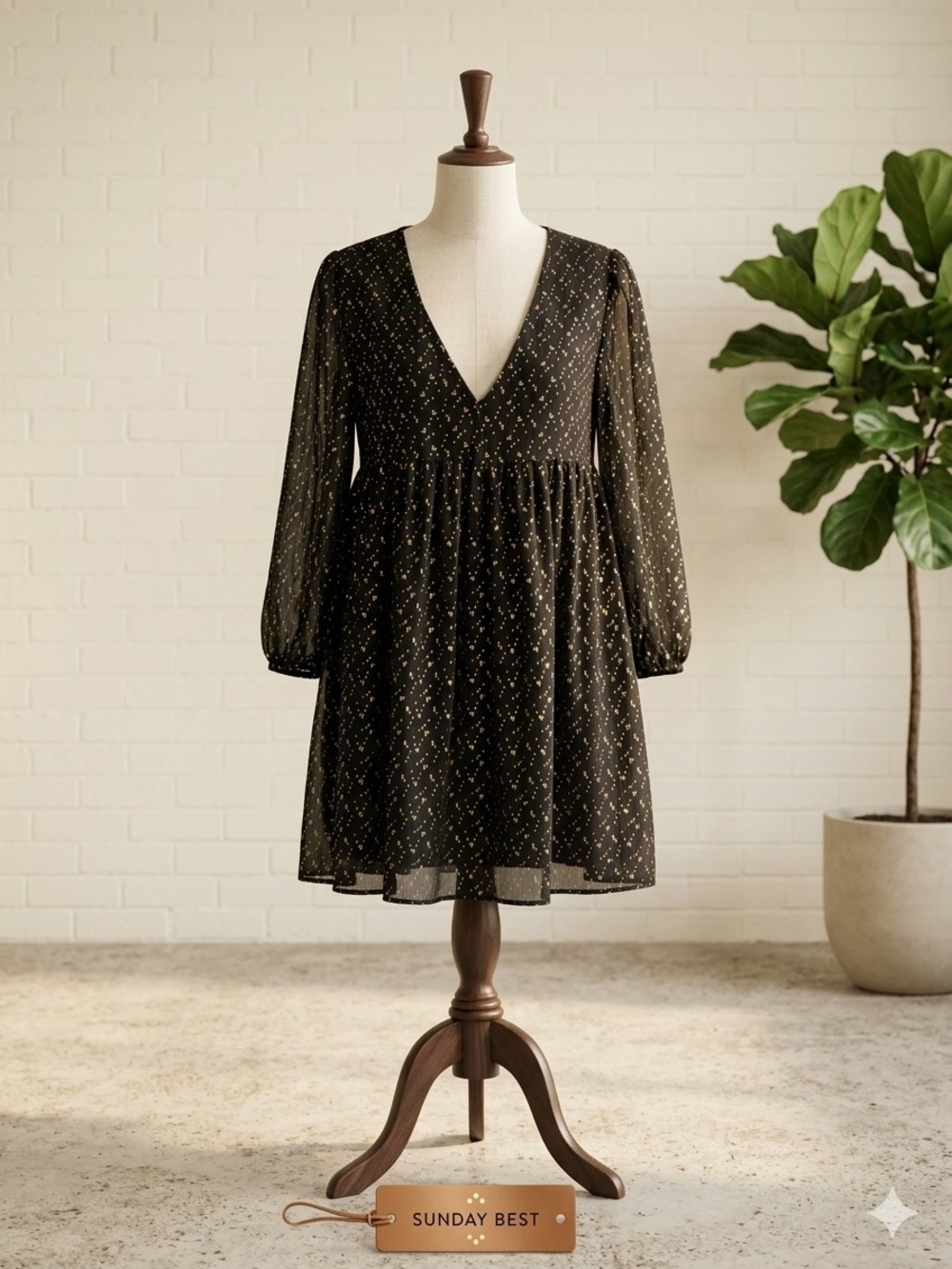 Sunday Best Black Mini Dress with Gold Speckle